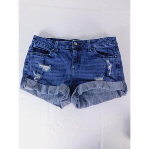 Jennifer Lopez Denim Cutoff Shorts Womens 4 Blue Mid Rise Distressed Cuffed